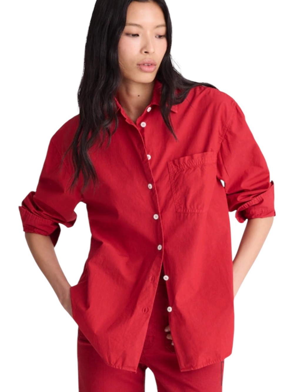 NEW MADEWELL The Easy Shirt in Cherry Red Preppy Closet Staple Classic Size XS